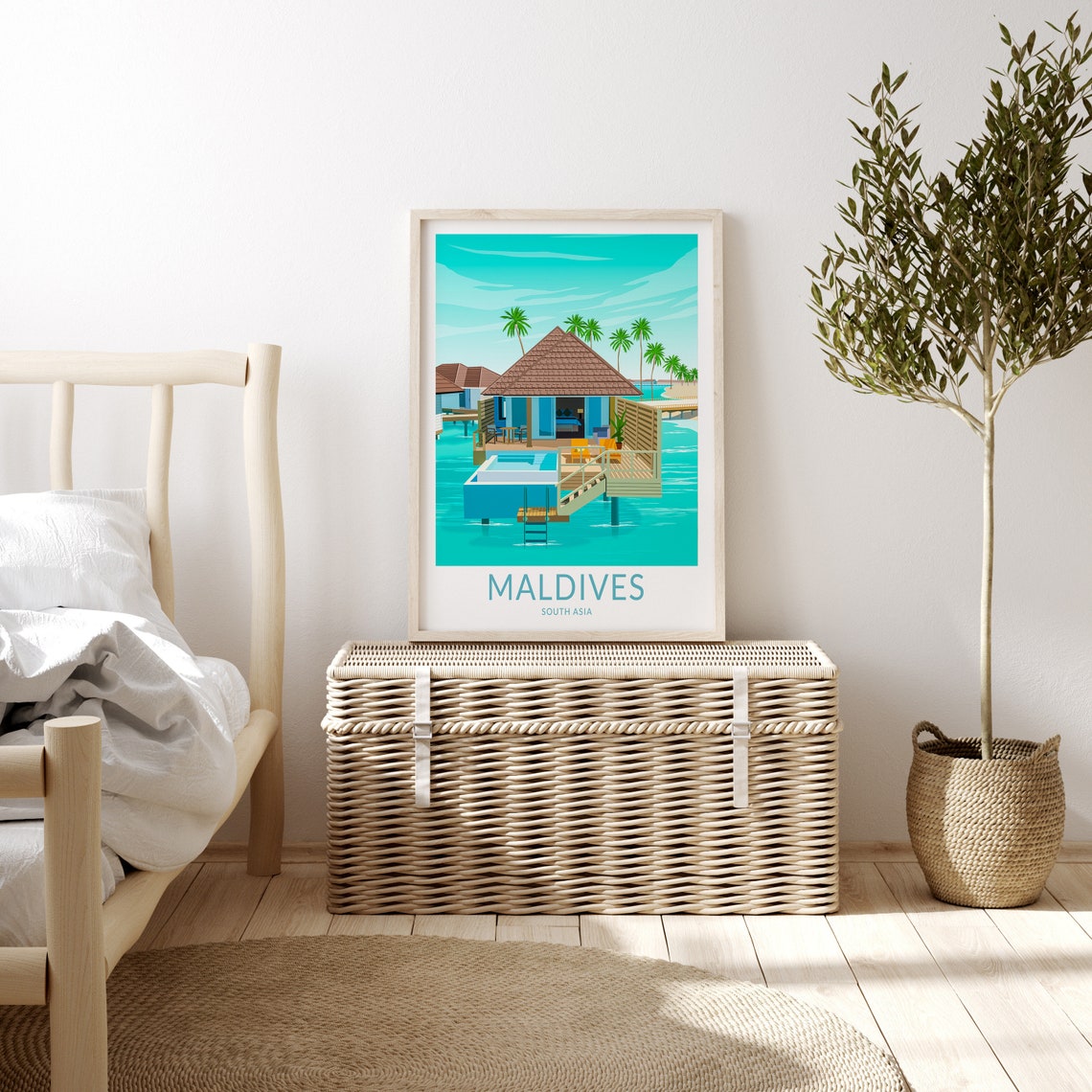 Maldives Travel Print Maldives Asia Travel Poster Travel Wall Art Travel Artwork Maldives Travel Gift Wall Decor - Image 3