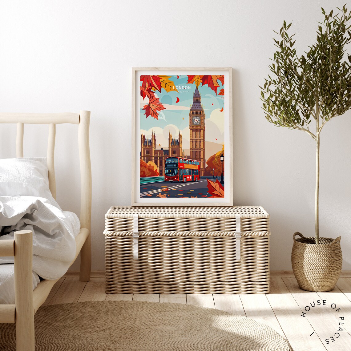 London England Travel Poster, Big Ben Bridge Wall Art - Image 4