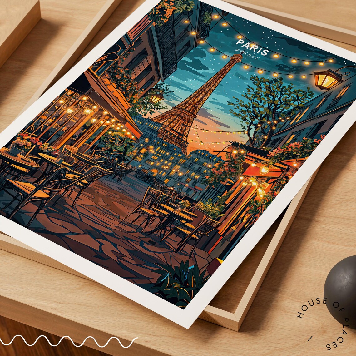 Paris France Travel Poster, Eiffel Tower Wall Art - Image 3