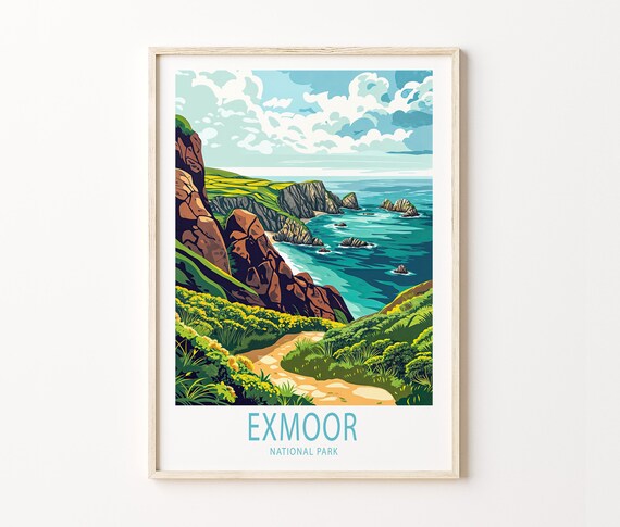 Exmoor National Park England Dramatic Coastline Cliffs Poster