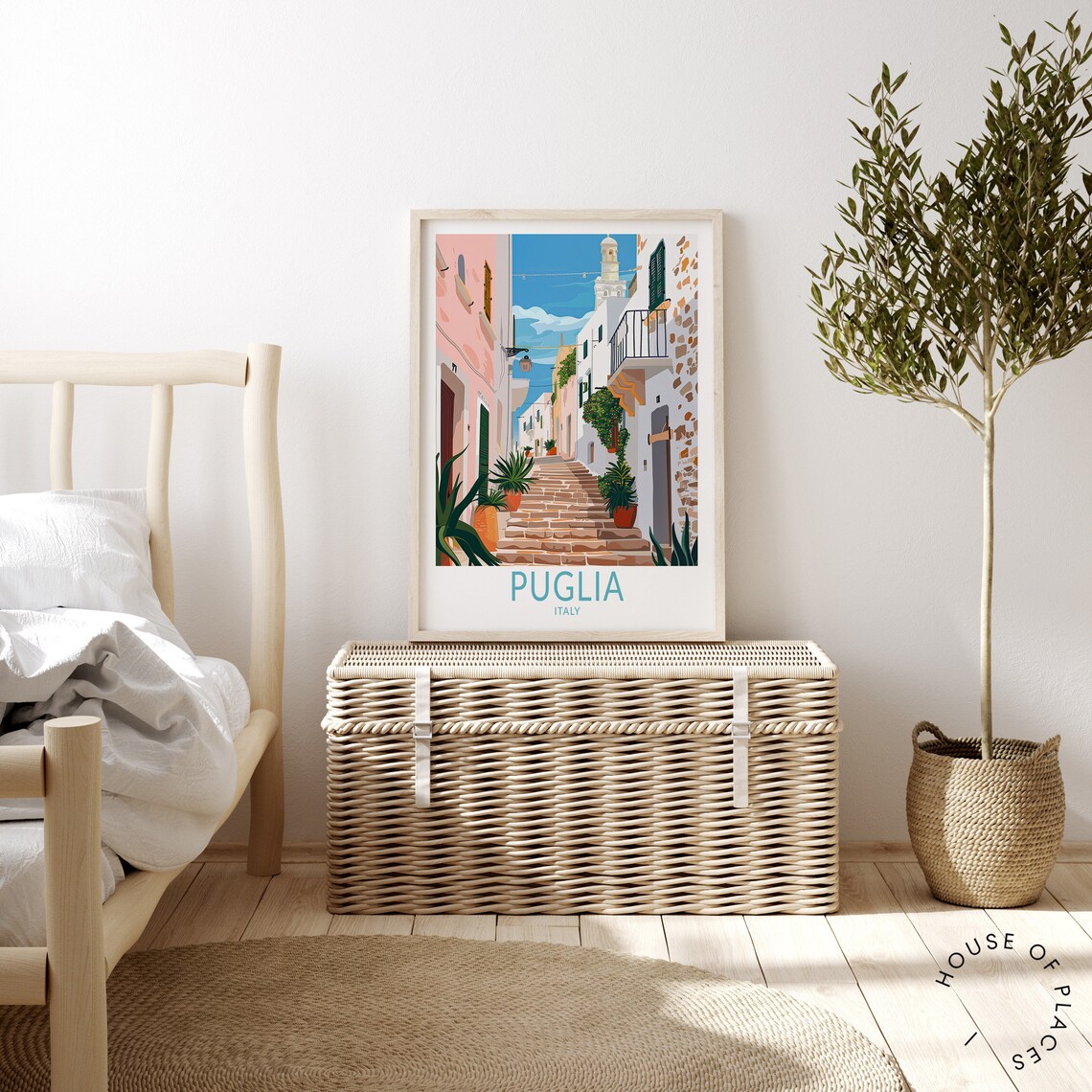Puglia Italy Charming Old Town Stone Street Stairs Travel Poster - Image 3