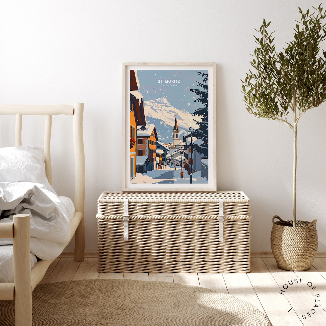 St Moritz Switzerland Snowy Village Alps Winter Travel Poster - Image 4