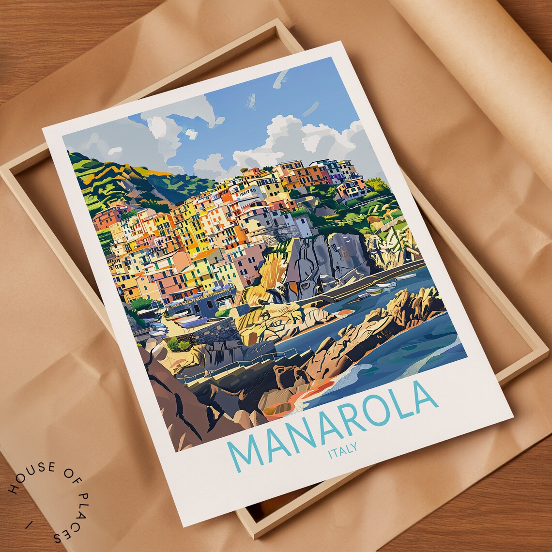Manarola Italy Cliffside Village Colorful Coast Travel Poster - Image 2