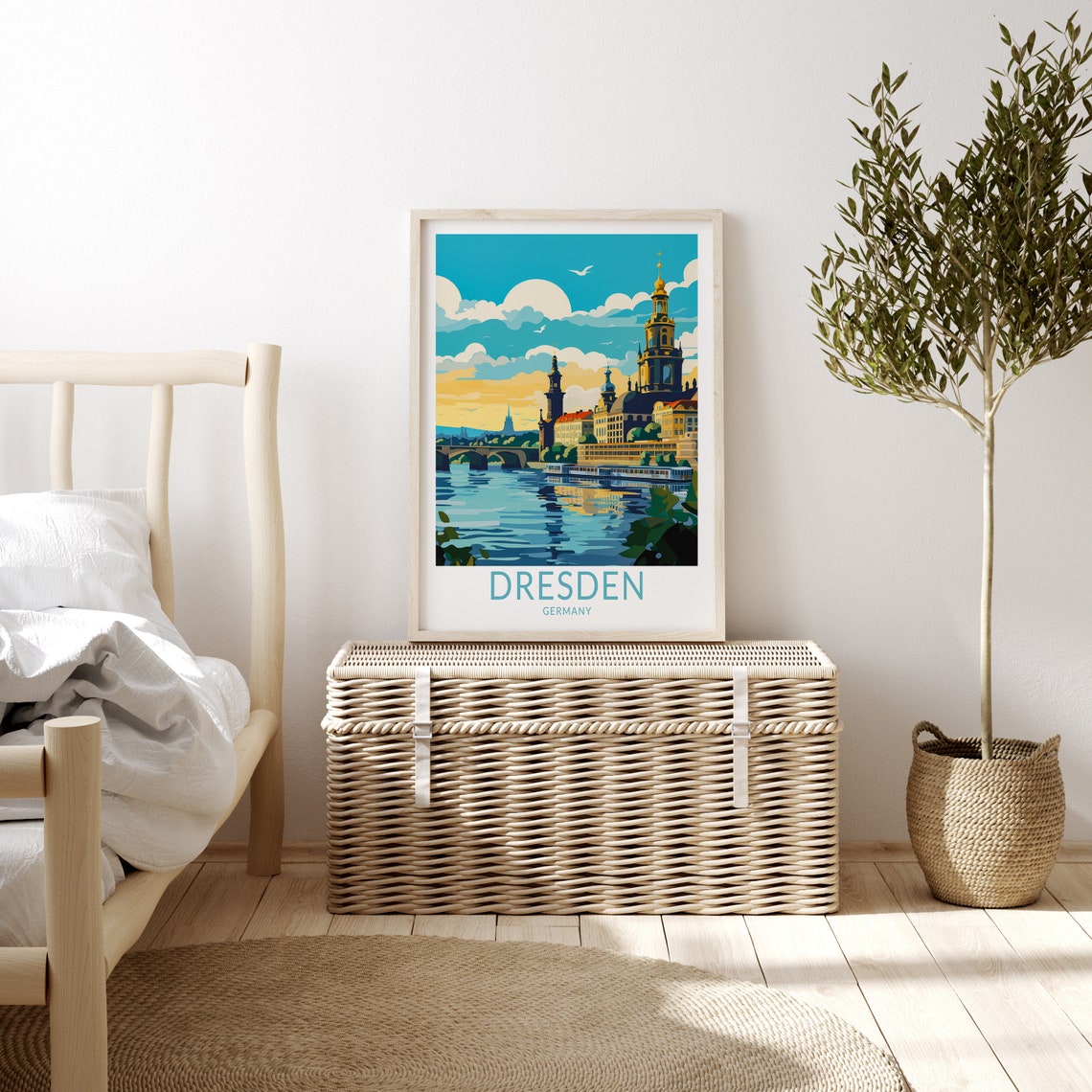 Dresden Germany Elbe Riverside Old Town Churches Sunset Poster - Image 3