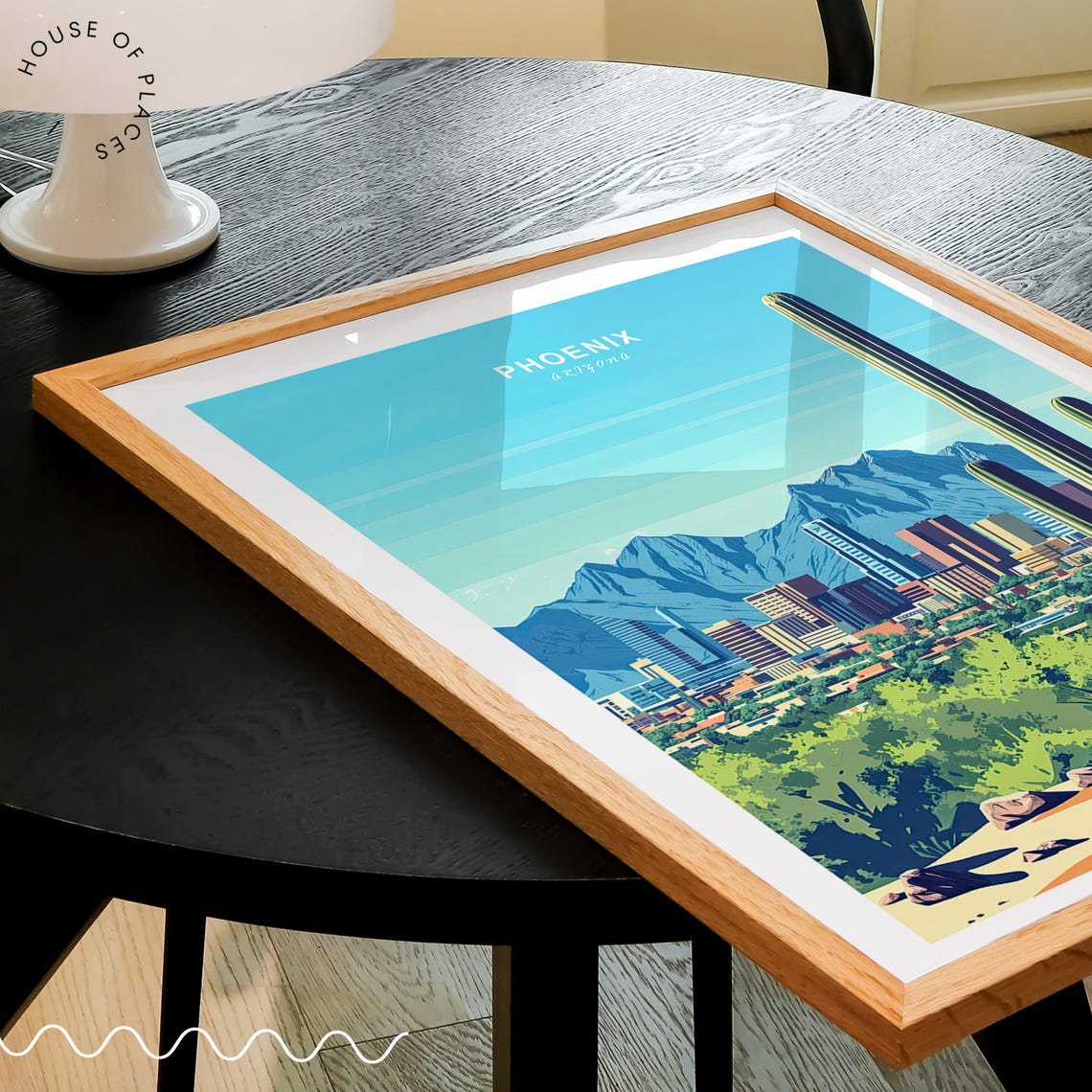 Phoenix Arizona Saguaro Cactus City Skyline Mountain View Poster - Image 3