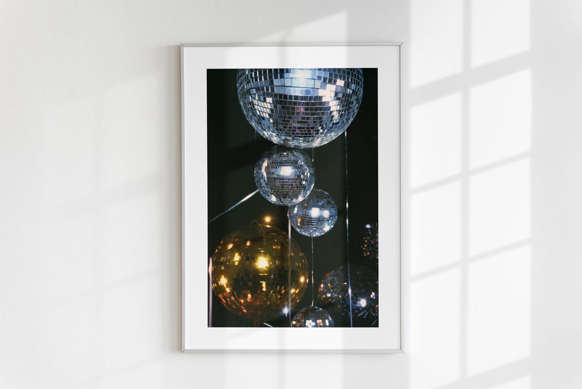 Silver Gold Disco Mirror Balls Dark Party Nightlife Photo Poster - Image 6