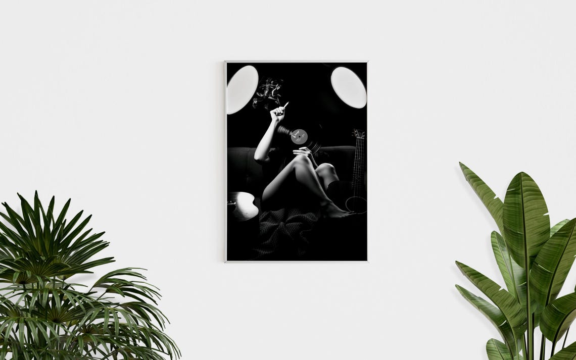 Vinyl Records Print Trendy Art Prints Black And White Art Girly Wall Art Music Poster Femme Fatale Feminist Wall Poster Print - Image 3