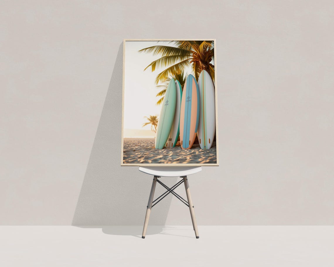 Surfboard Wall Art Trendy Art Prints Beach Wall Decor Tropical Poster Surf Art Palm Tree Beach Wall Art Surfboard Print Print - Image 4
