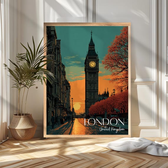 London Travel Poster Print Big Ben Wall Art Wanderlust Home And Office Decor Gift For Travelers