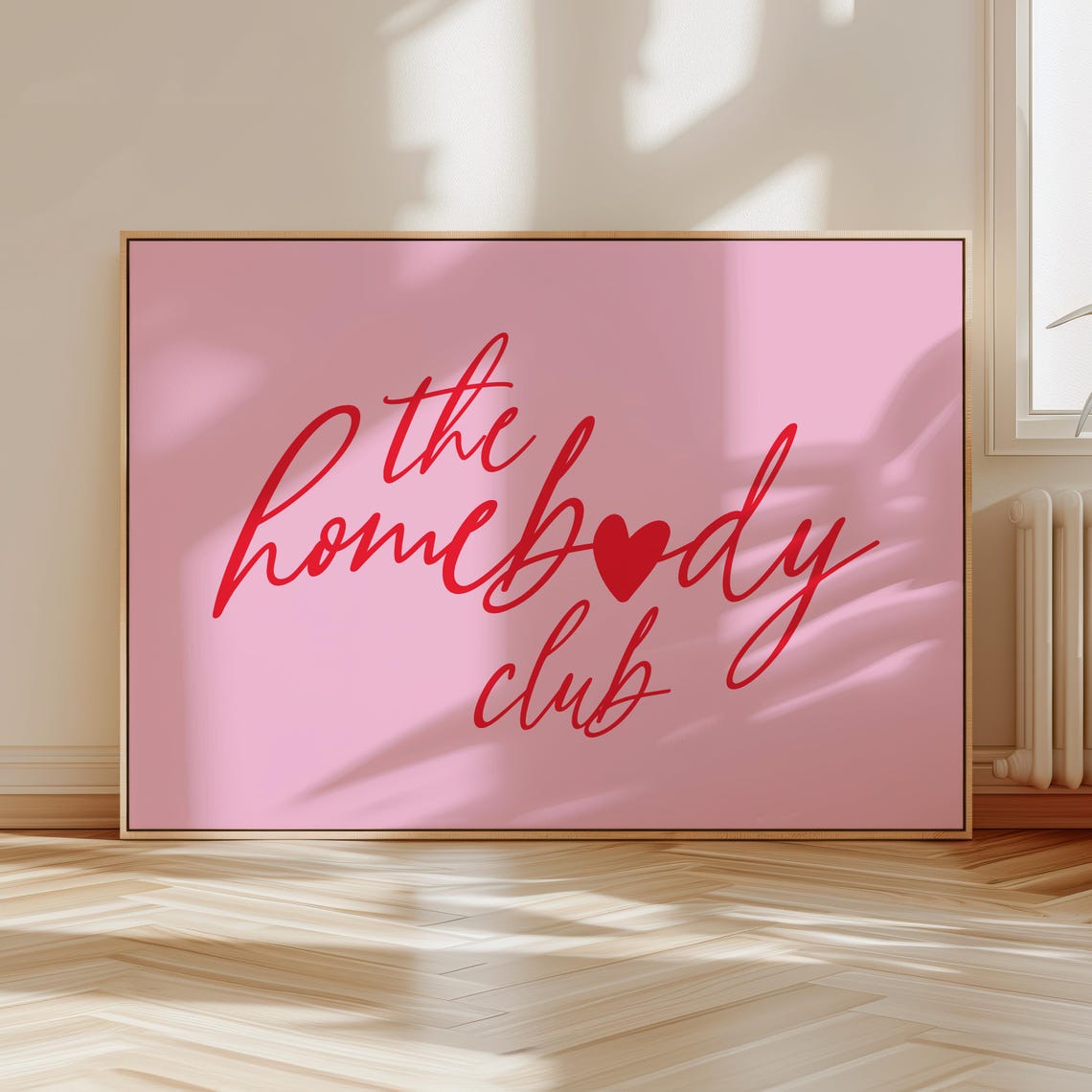 The Homebody Club Print Minimalist Pink Heart Poster Trendy Cute Quote Wall Art Preppy Room Decor Fun College Apartment