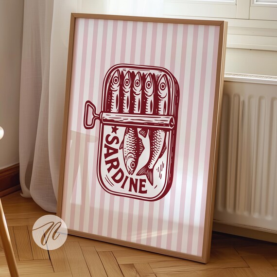 Tinned Sardines Print Gift Seafood Kitchen Decor Sardine Tin Poster Retro Fish Food Art Coastal Home
