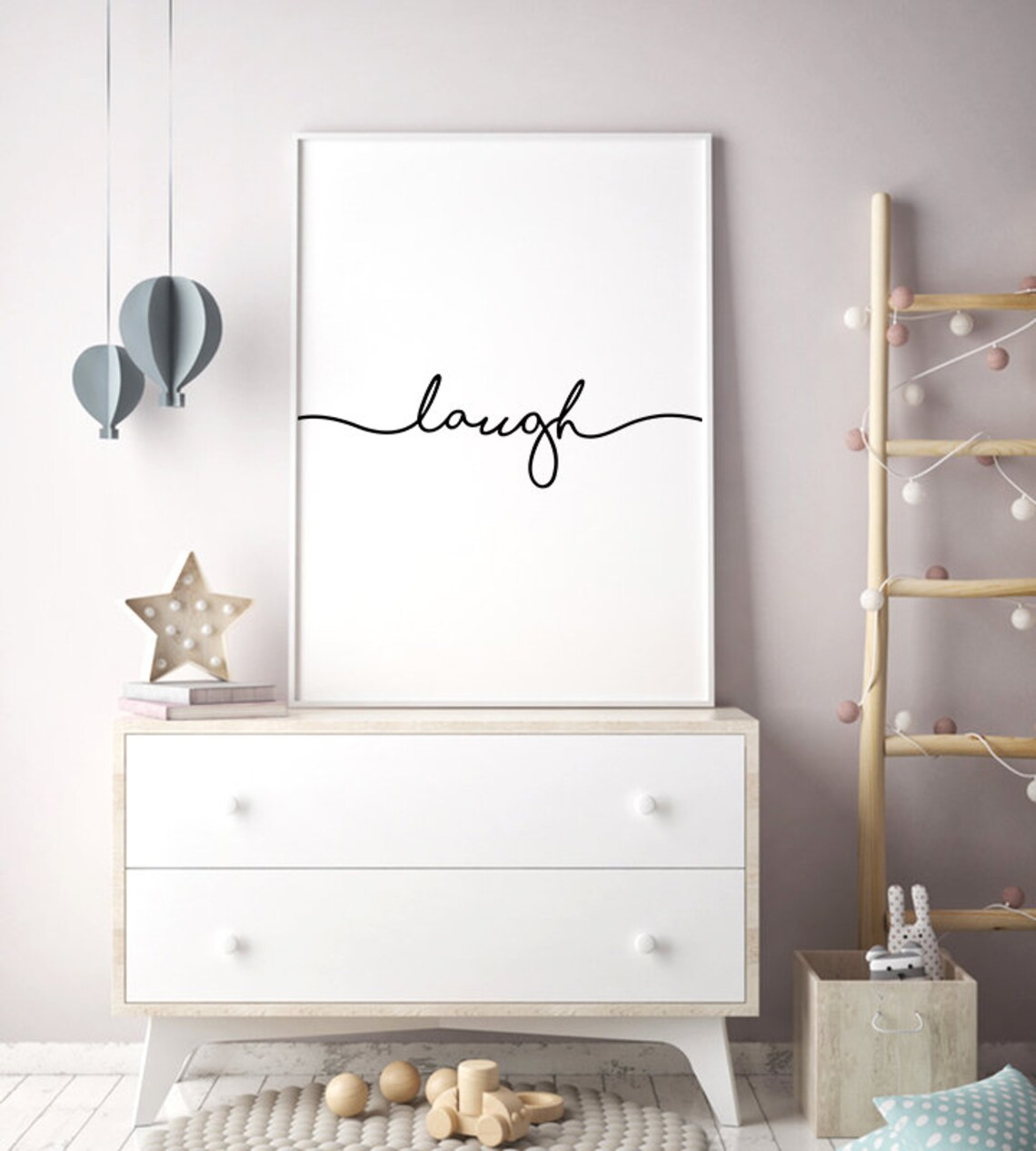 Laugh Motivational Typography Art Print for Kids Room - Image 2