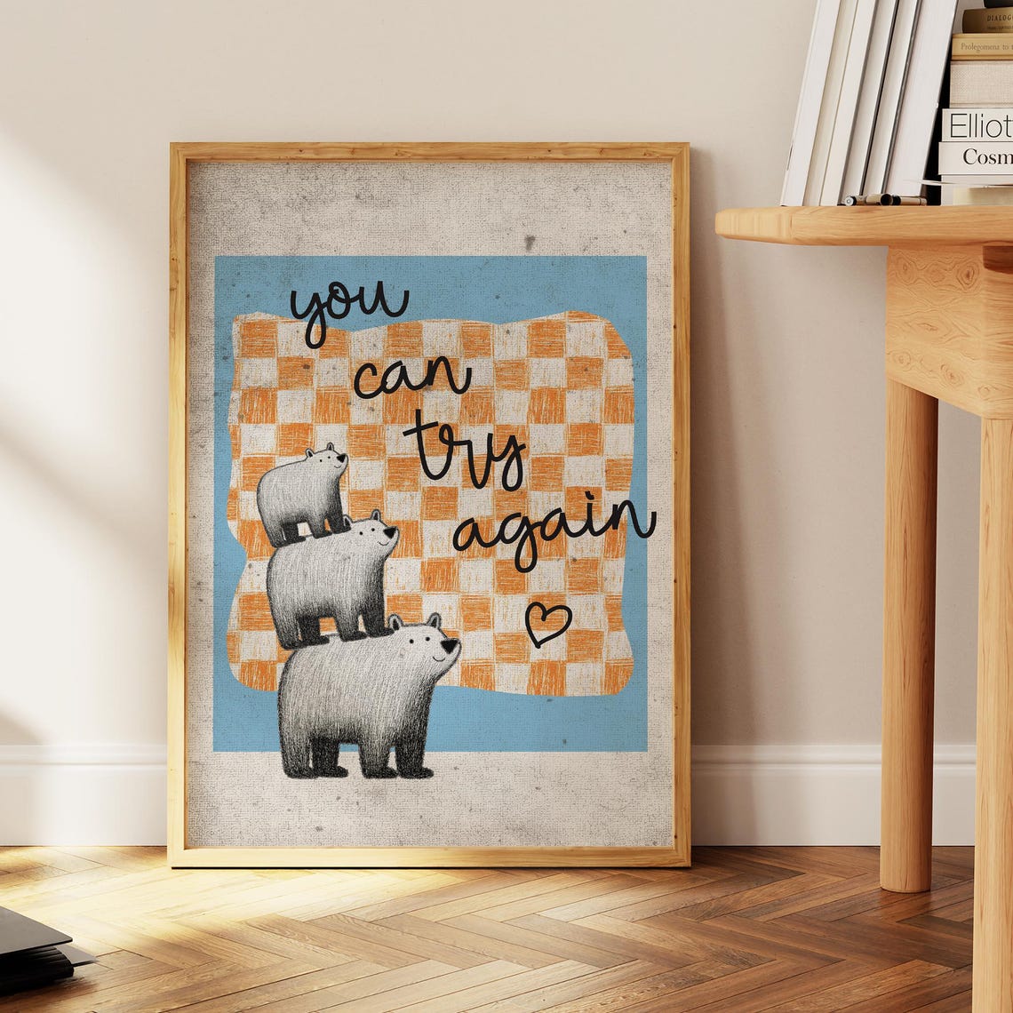 You Can Try Again Bears Stacked Motivational Quote Cute Poster