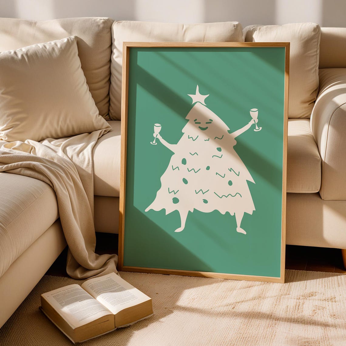 Dancing Christmas Tree Mint Green Holiday Champagne Cheer Poster