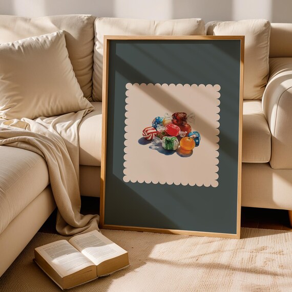 Slate Blue Candy Pop Retro Wall Art