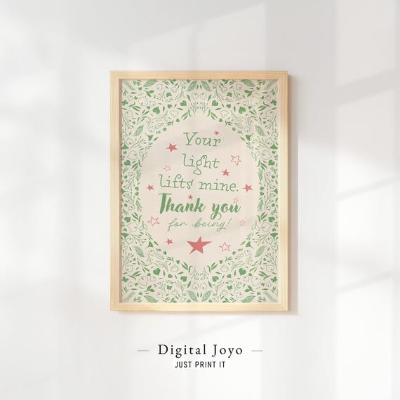 Green Leaf Wreath Thankyou Print Fresh Botanical Quote Art For Bedroom Living Room