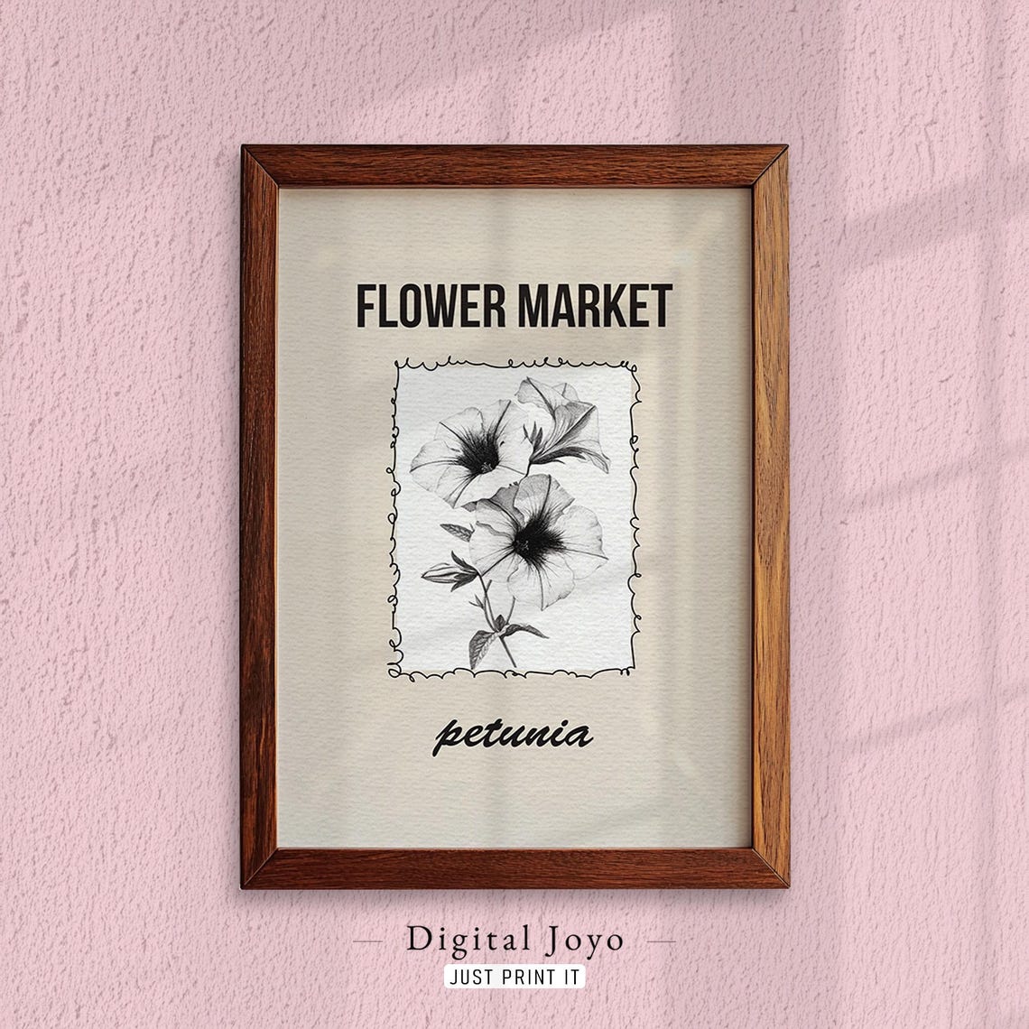 Petunia Floral Print Neutral Botanical Illustration