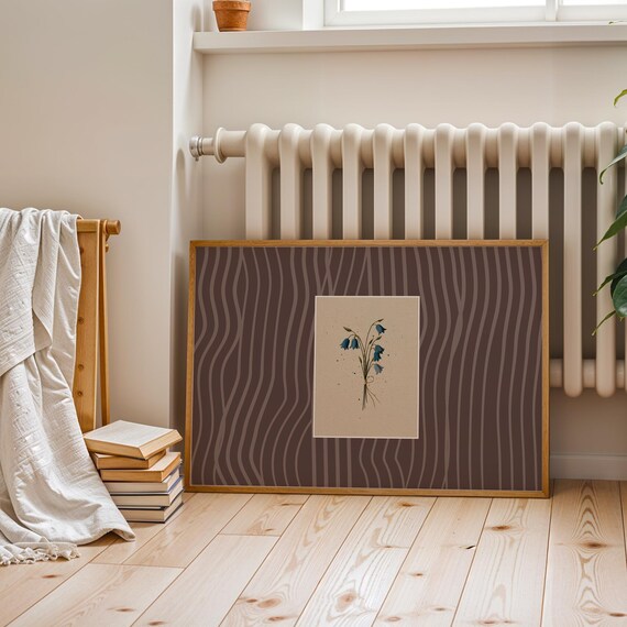 Bluebell Watercolor Botanical Wildflower Brown Neutral Spring Print