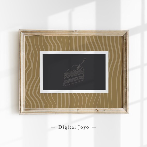 Minimalist Layered Cake Slice Line Art Charcoal Panel Wall Art