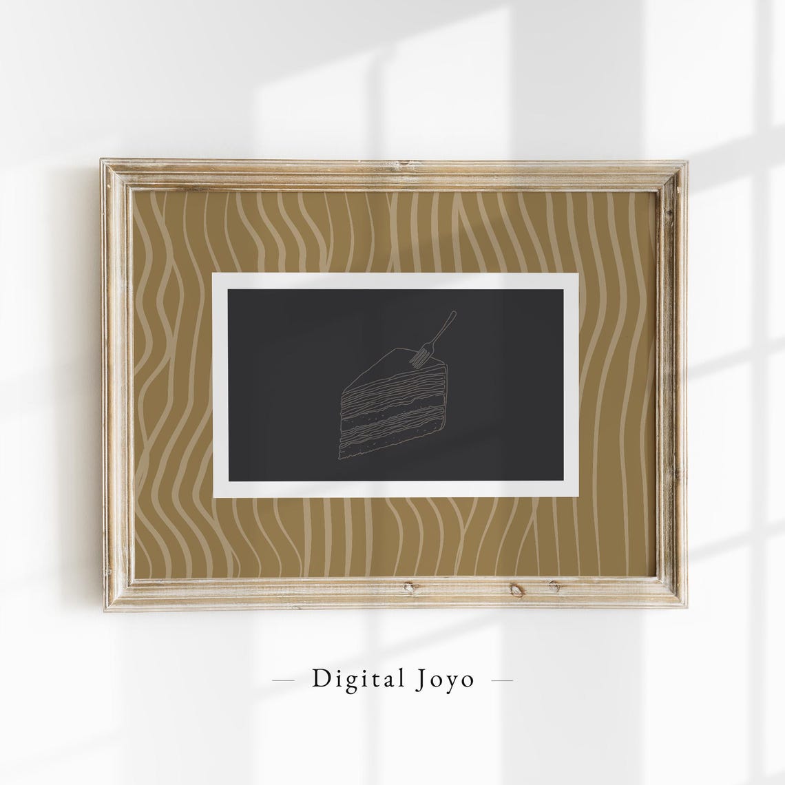 Minimalist Layered Cake Slice Line Art Charcoal Panel Wall Art