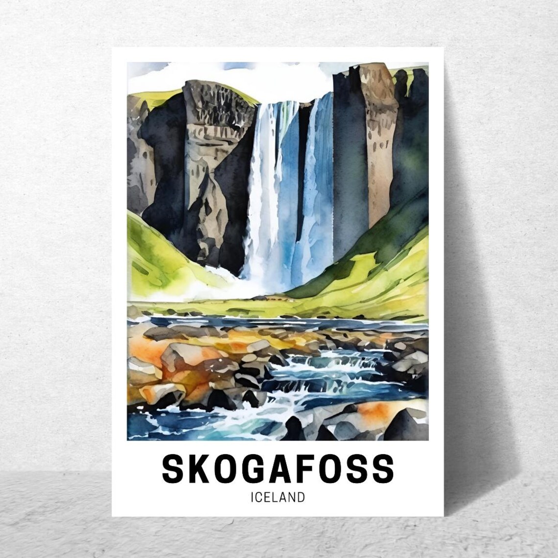 Iceland Waterfall Skogafoss Travel Poster - Image 5