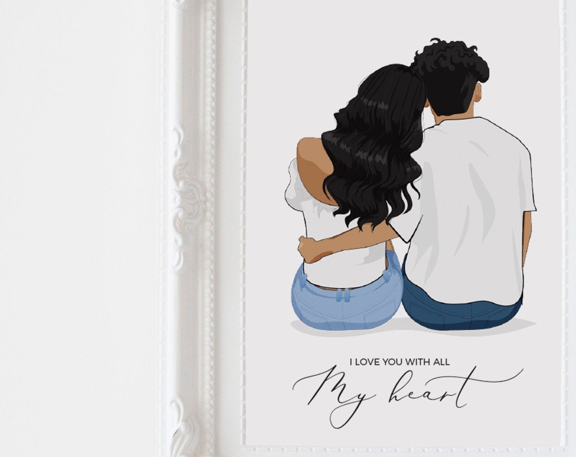 I Love You With All My Heart Personalized Couple Gift Wall Art