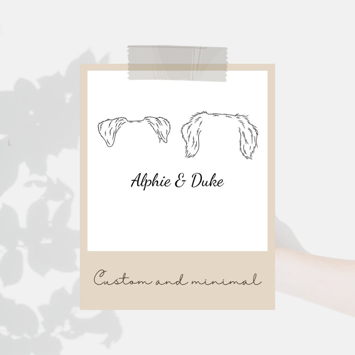 Alphie and Duke Dog Ear Outlines Minimalist Custom Pet Art Poster
