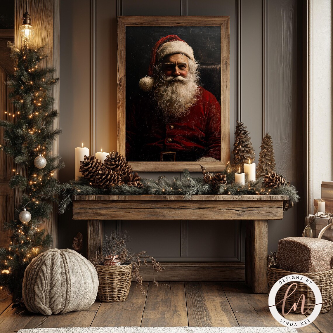 Santa Claus Portrait, Vintage Gothic Christmas Art Print - Image 3