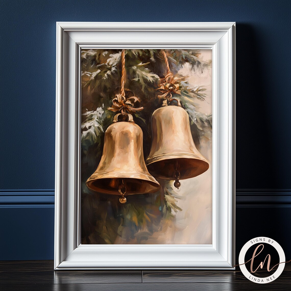 Vintage Christmas Jingle Bells Print Christmas Brass Bells Wall Art Holiday Decor Oil Painting Print Winter Print Dark Academia 6 Xms055 - Image 4
