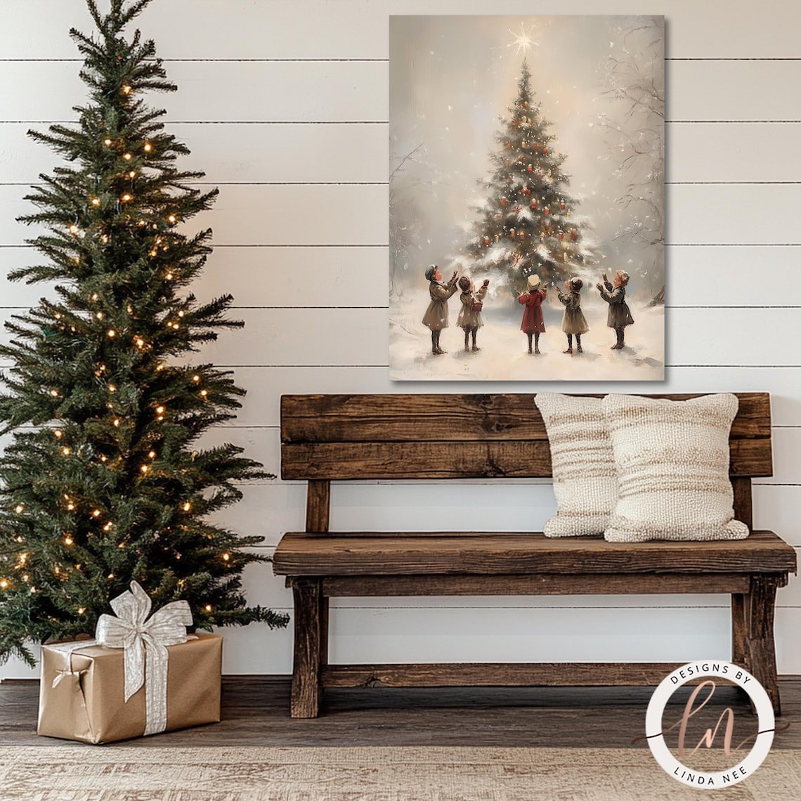 Christmas Tree Vintage Christmas Art Print, Winter Decor - Image 4