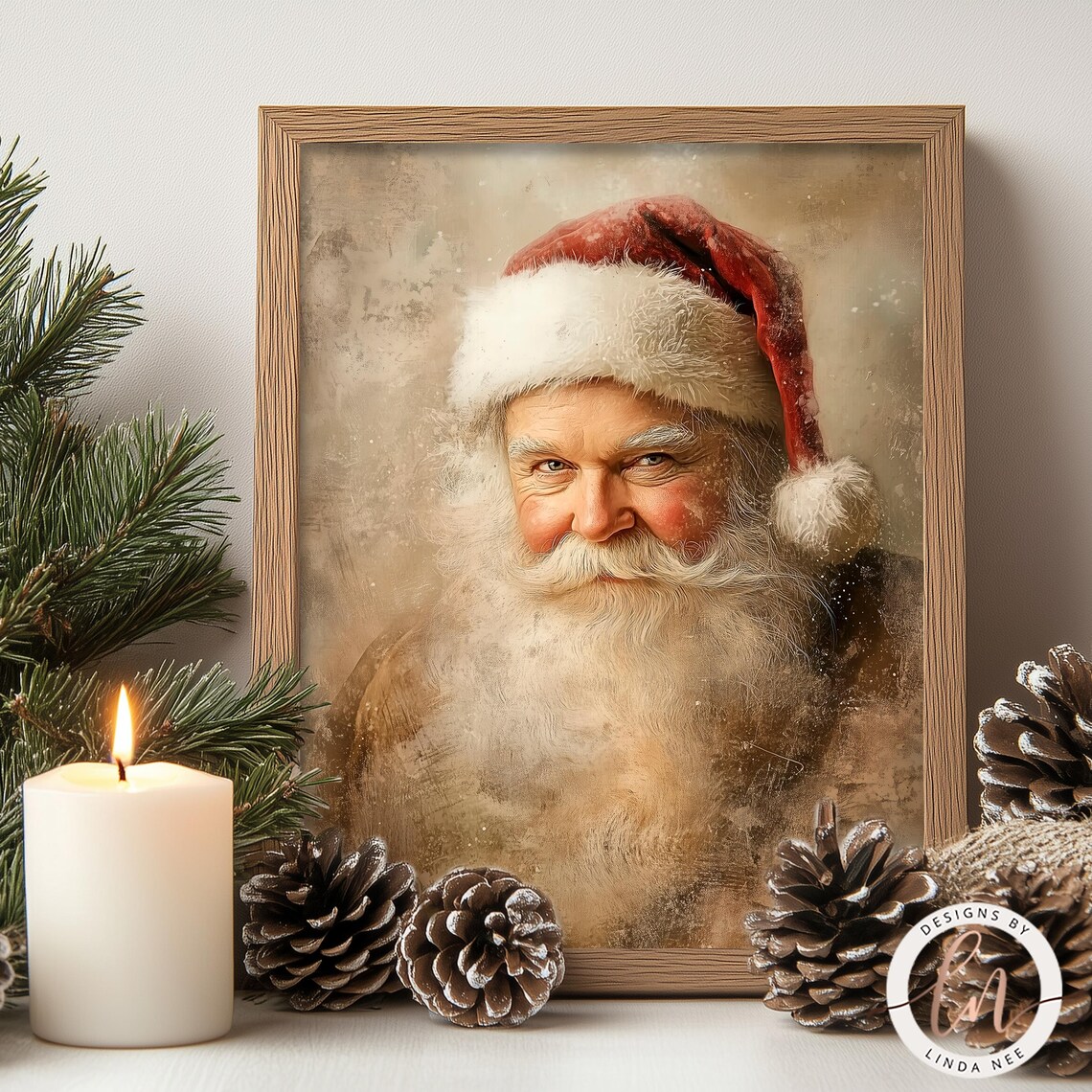 Vintage Santa Portrait, Christmas Wall Art Print - Image 4