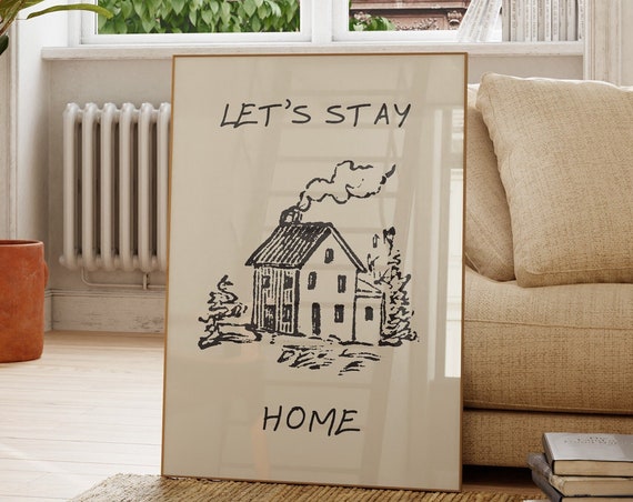 Vintage House Art Print, Funny Introvert Decor
