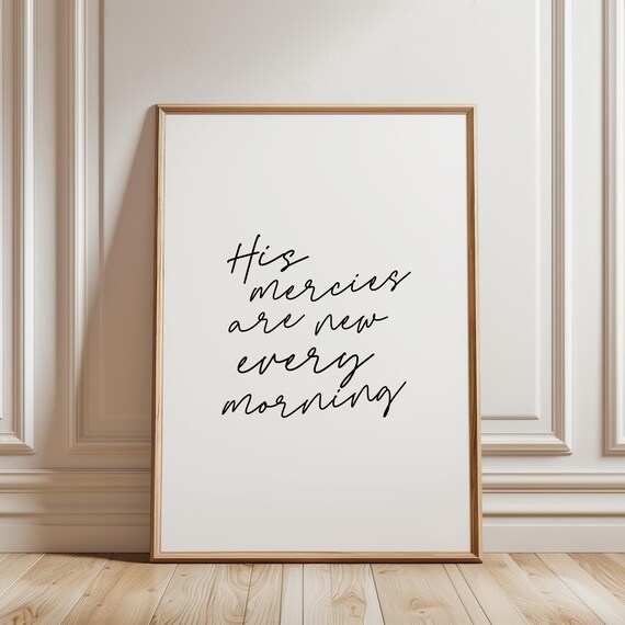 His Mercies Are New Every Morning Wall Art Religious Gift For Christian Scripture Minimal Bible Verse