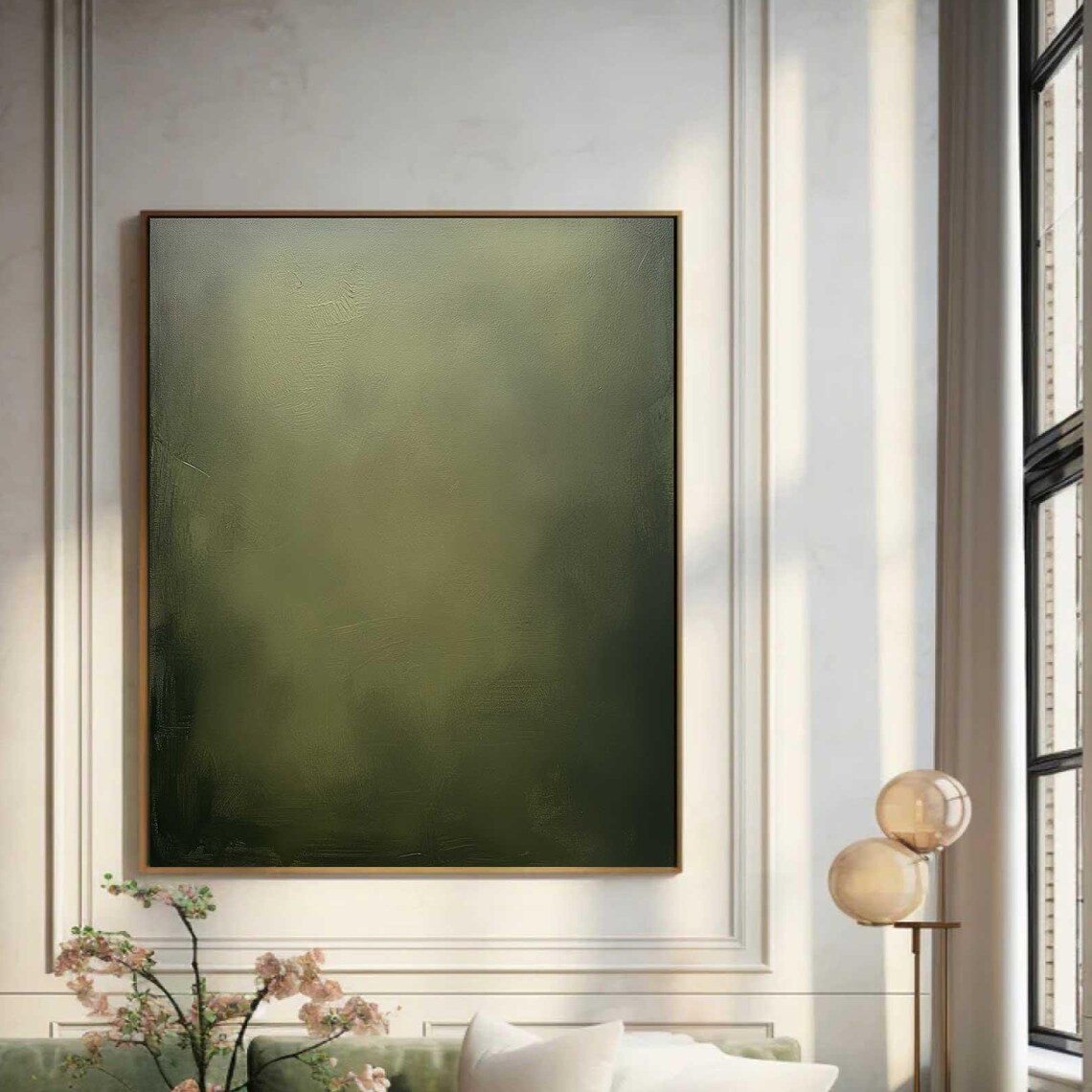 Neutral Green Abstract Painting, Wabi-Sabi Art Print