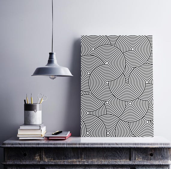 Maze Poster Fine Art Geometric Illustration Wall Art Spirals Mid Century Modern Wallpaper Maze Pattern