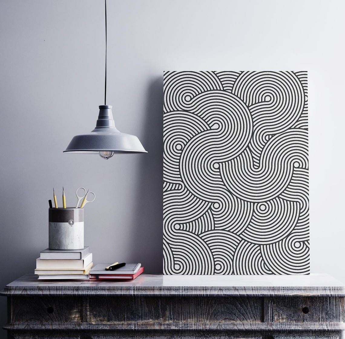 Maze Poster Fine Art Geometric Illustration Wall Art Spirals Mid Century Modern Wallpaper Maze Pattern