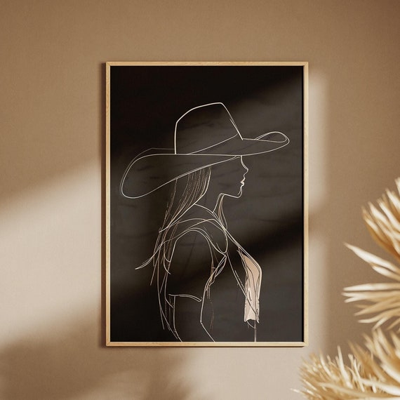 Abstract Cowgirl Print Minimalist Wall Art Western Print Preppy Western Decor Rodeo Wall Art Coquette Poster Boho Decor Bohemian Wall Art