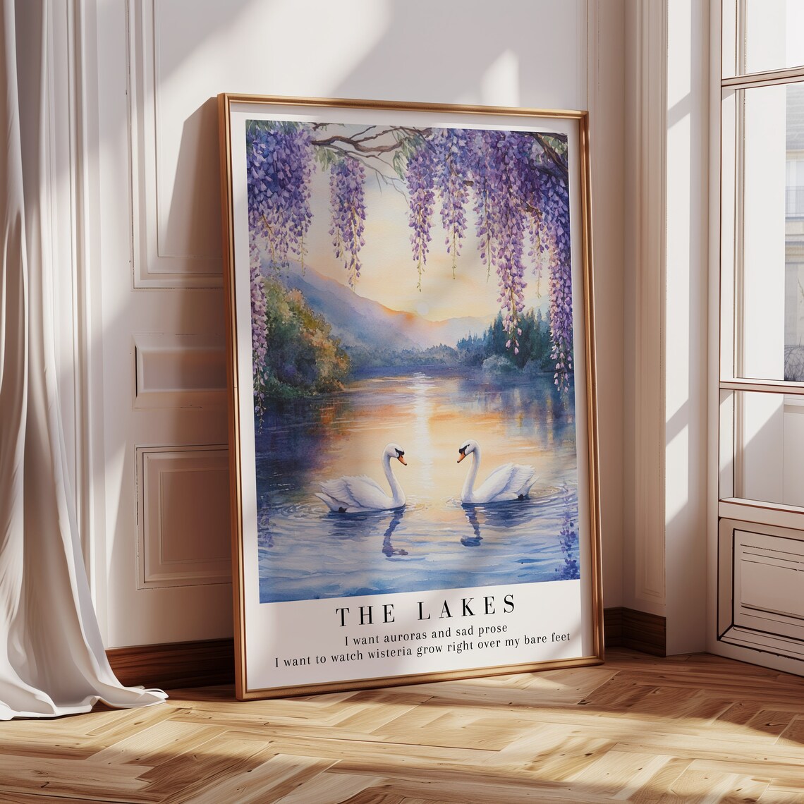Lakes Watercolor Swan Art Print, Folklore Album