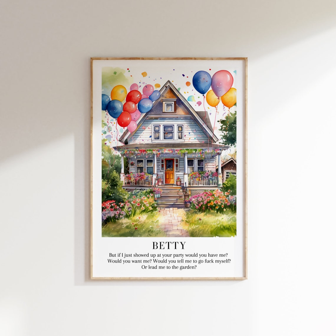 Taylor Swift Betty Party Balloons House Watercolor Lyric Poster - Image 3