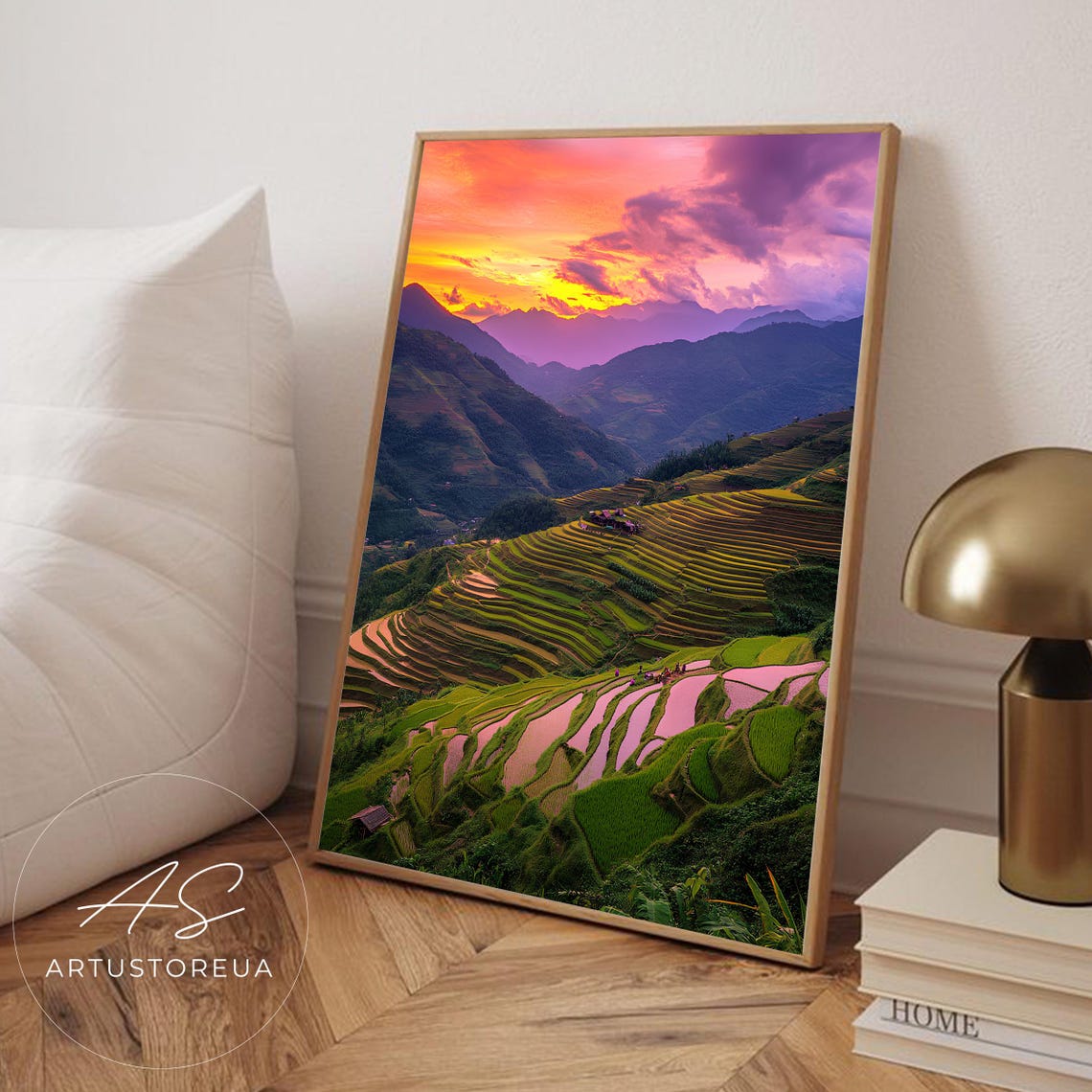 Sapa Vietnam Rice Terraces Sunset Mountains Asian Landscape Poster