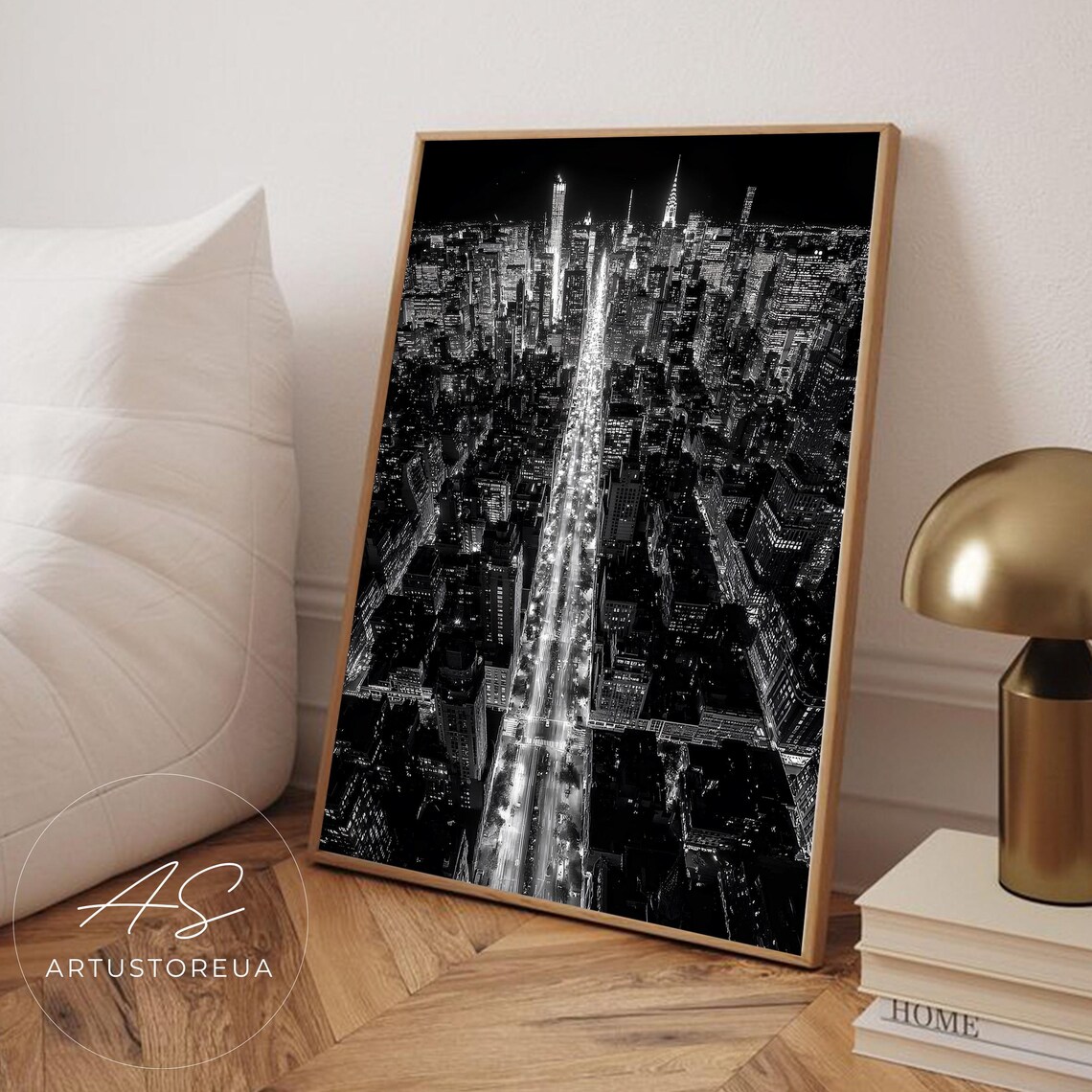 New York Poster, Vintage Monochrome Cityscape