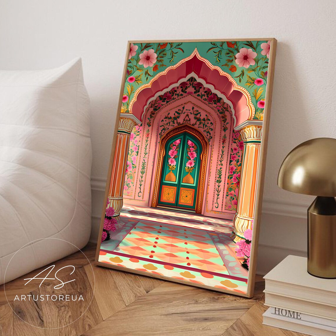 Jaipur Palace Archway Travel Poster, India Illustration