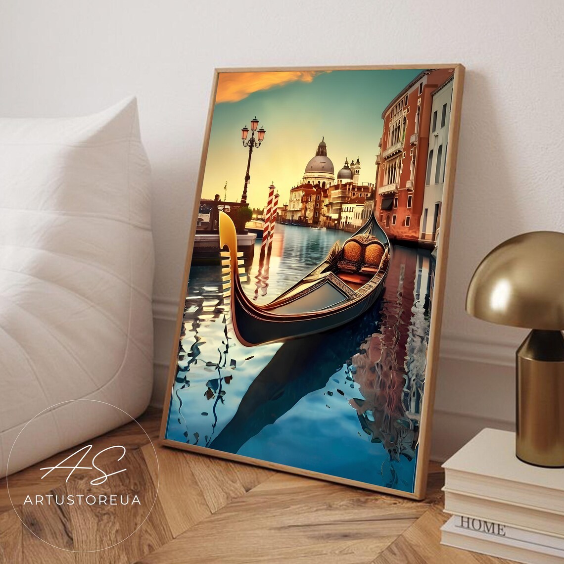 Venice Print, Vintage Grand Canal Scene Travel Poster