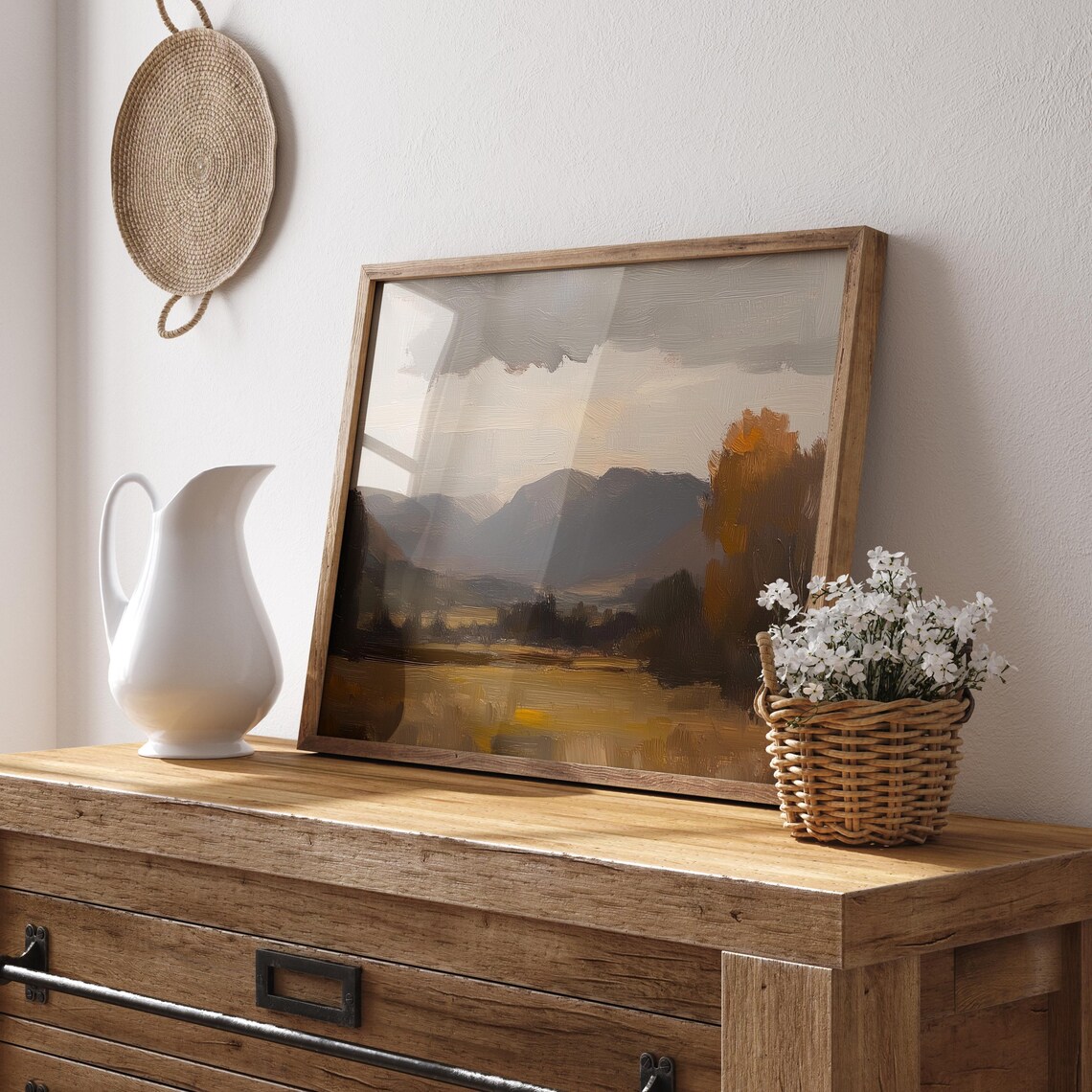 Moody Autumn Mountain Valley Landscape Oil Painting Decor Poster - Image 3