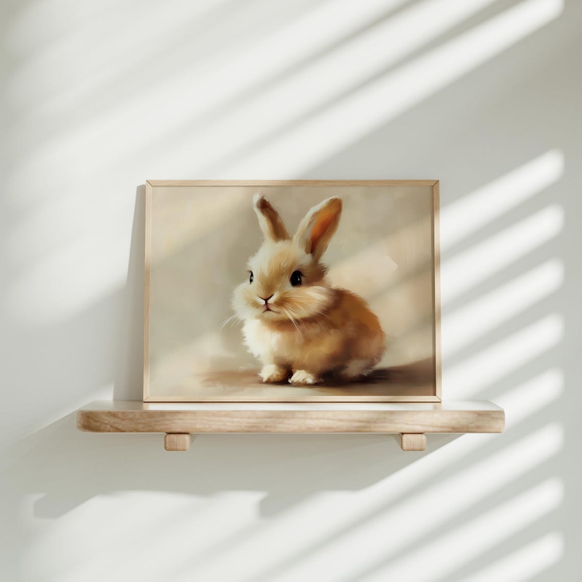 Fluffy Golden Bunny Portrait On A Soft Neutral Beige Background Poster - Image 3