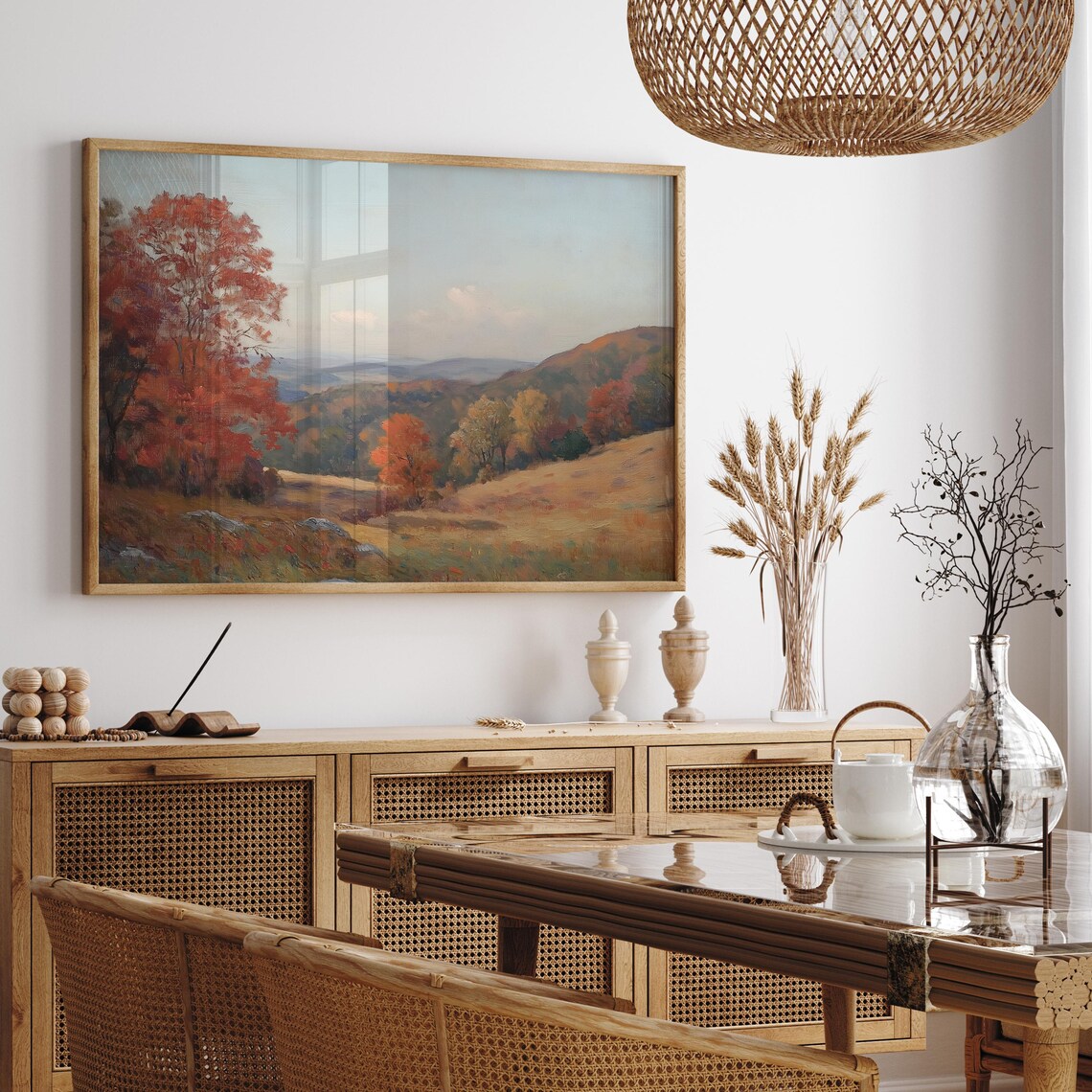 Rolling Autumn Hills Ablaze with Red and Orange Foliage Poster - Image 3