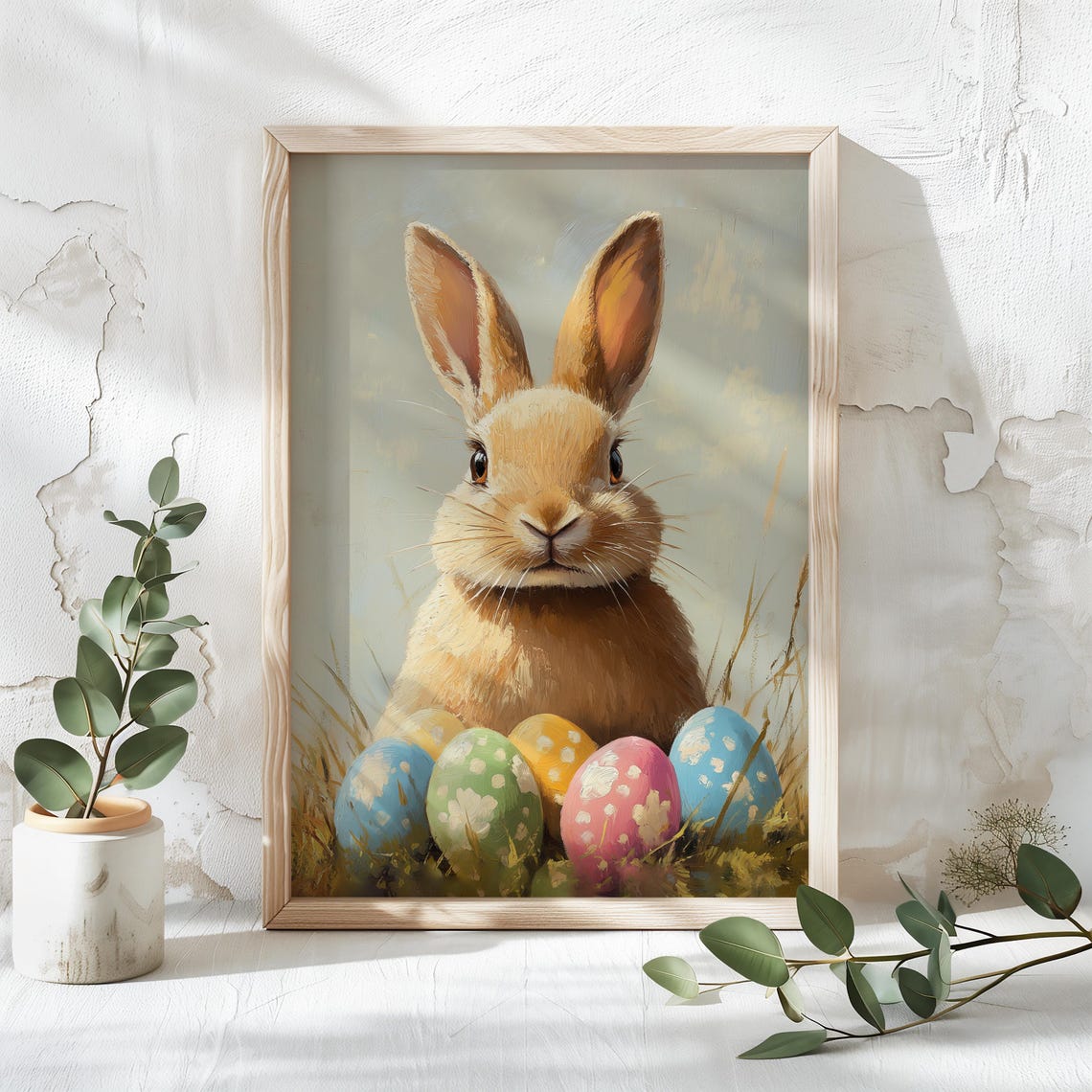 Bunny Among Colorful Painted Easter Eggs In Fresh Spring Grass Poster - Image 4