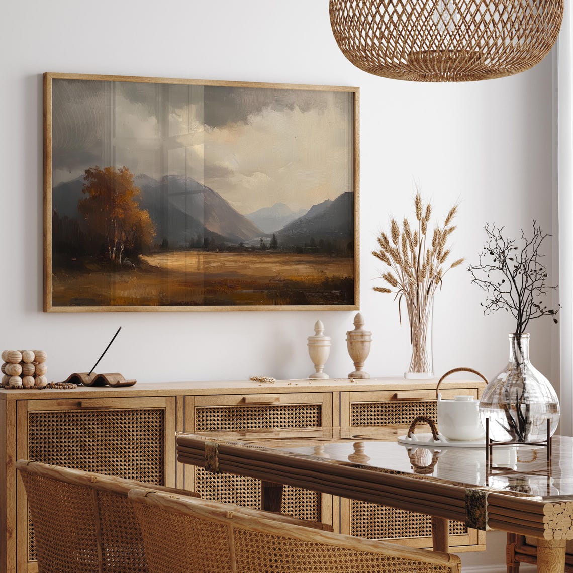 Storm Clouds Brooding Over a Golden Autumn Valley Painting Poster - Image 4