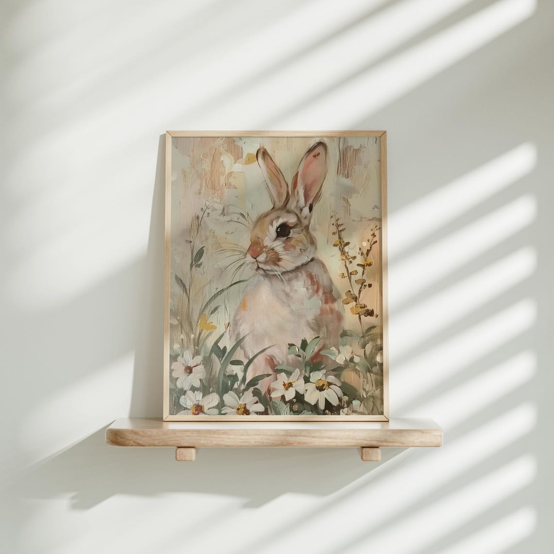 Rabbit Among Wildflowers Soft Artistic Spring Portrait Poster - Image 3