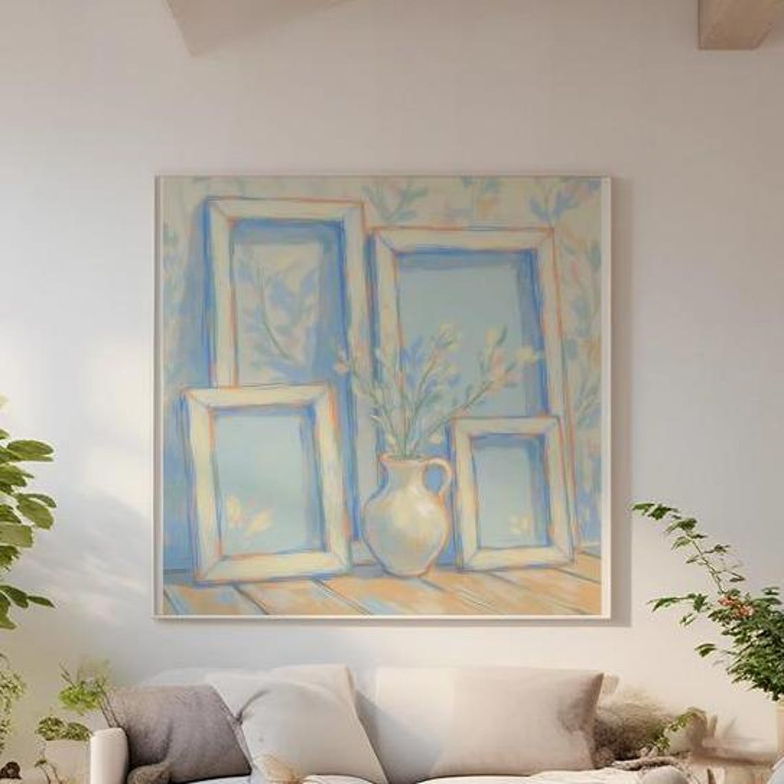 Pastel Picture Frames with Flower Vase Impressionist Still Life Poster - Image 2